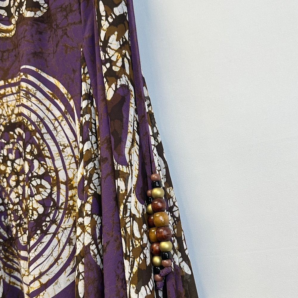 Soft Surroundings Pull On Full Maxi Skirt Purple Brown Geometric Print XL Fairy - Picture 3 of 5